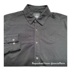 YoungLA Black Men's Button Down Stretch Long Sleeve (L)